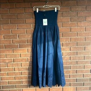 SOLID & STRIPED Eyelet Zaria Skirt in French Navy